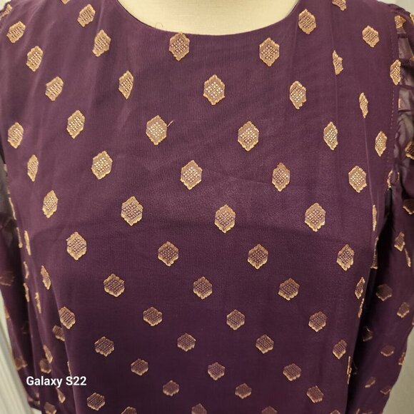 Calvin Klein Maroon and Gold Baby doll dress. NWT. Size 12 - Picture 2 of 12